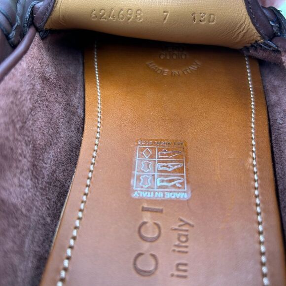 Men’s Gucci ayrton Web striped driver loafers size 7 fits eight US made in Italy - Picture 10 of 10